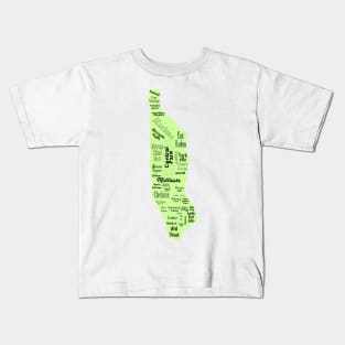 new york city/manhattan map - green Kids T-Shirt